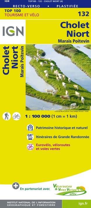 Carte Ign N° 132 Cholet Niort - Marais Poitevin