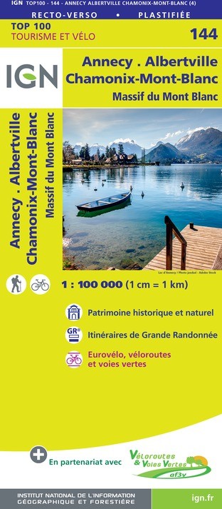 Carte Ign N° 144 Annecy Albertville Chamonix-Mont-Blanc - Massif Du Mont Blanc