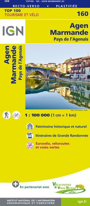 Carte Ign N° 160 Agen Marmande - Pays De L'Agenais