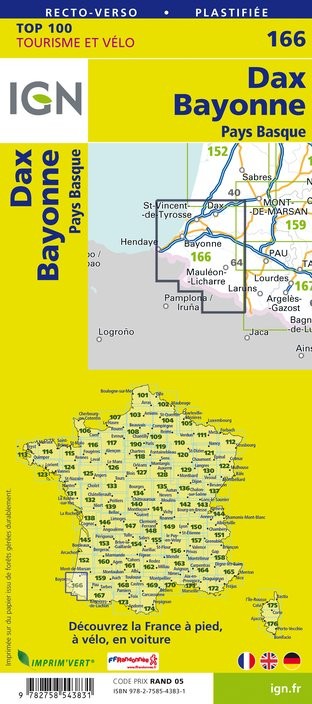 Carte Ign N° 166 Dax Bayonne - Pays Basque