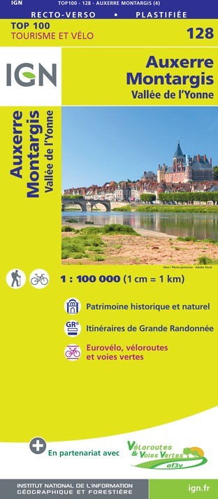 Carte Ign N° 128 Auxerre Montargis - Vallée De L'Yonne