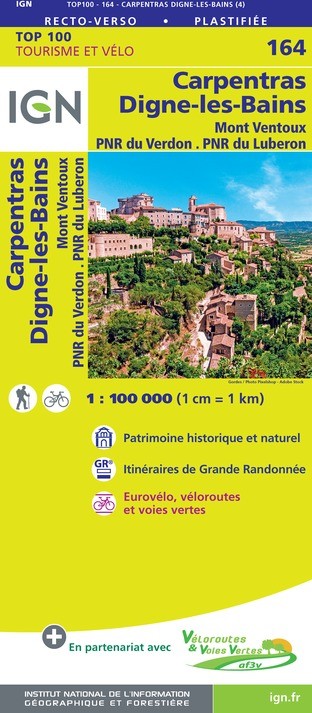 Carte Ign N° 164 Carpentras Digne-Les-Bains - Mont Ventoux Pnr Du Verdon Pnr Du Luberon