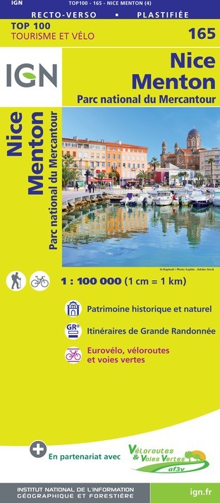 Carte Ign N° 165 Nice Menton - Parc National Du Mercantour