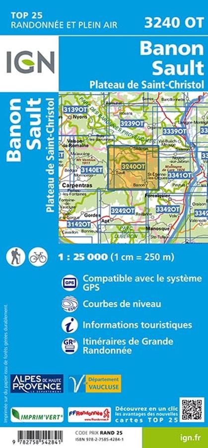 Carte IGN banon sault plateau de saint christol 3240OT série Top 25