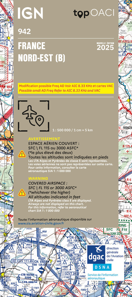 Carte IGN OACI 942 Nord-Est édition 2025