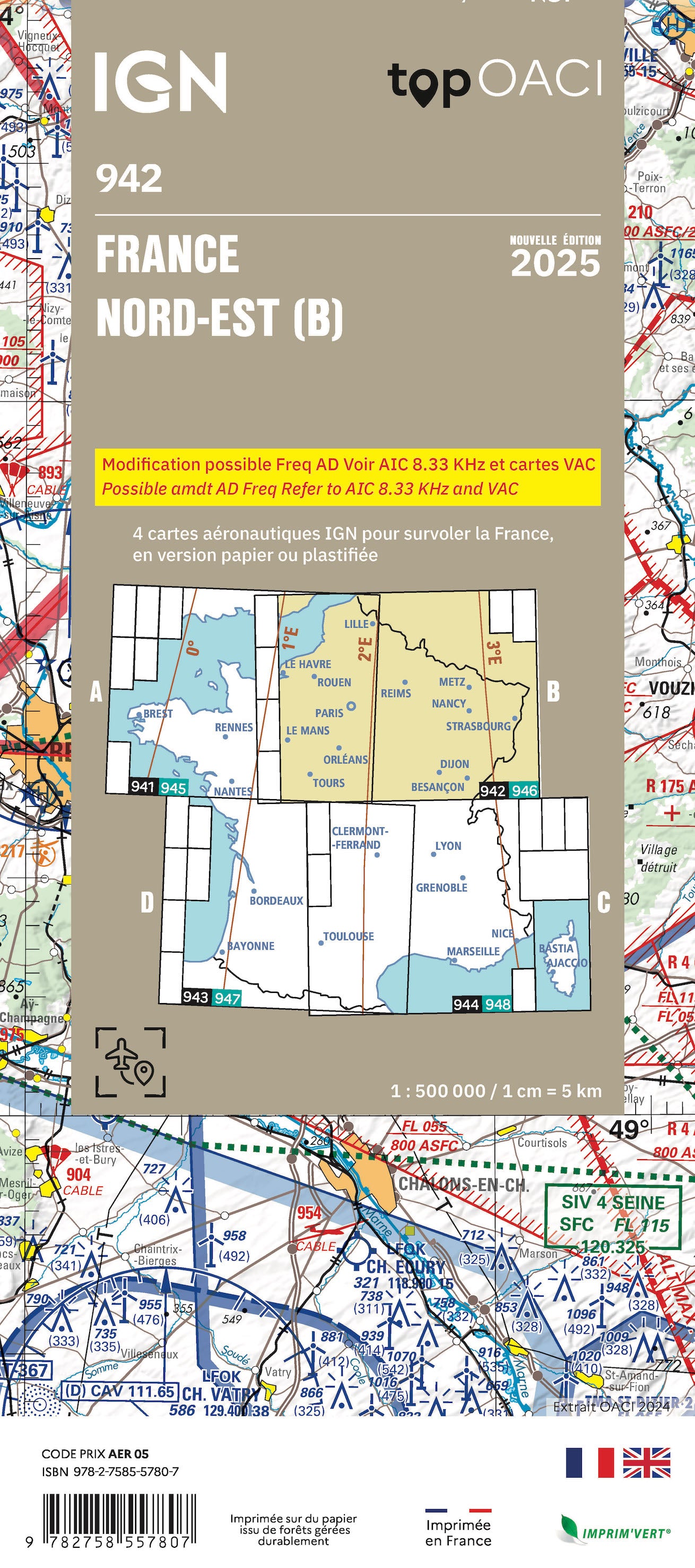 Carte IGN OACI 942 NORD-EST édition 2025