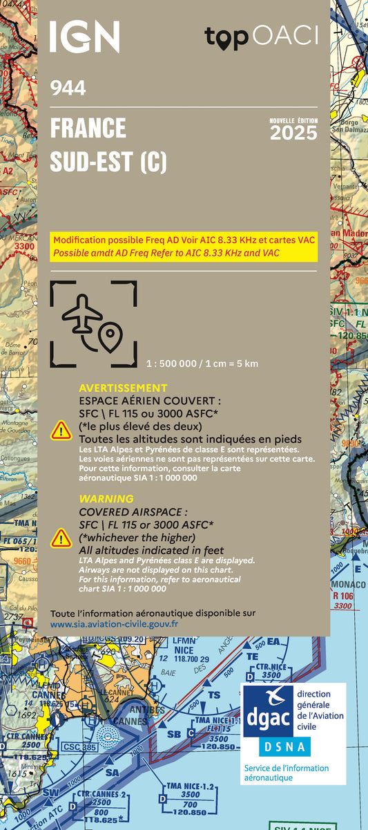 Carte avion IGN OACi 944 Sud-Est