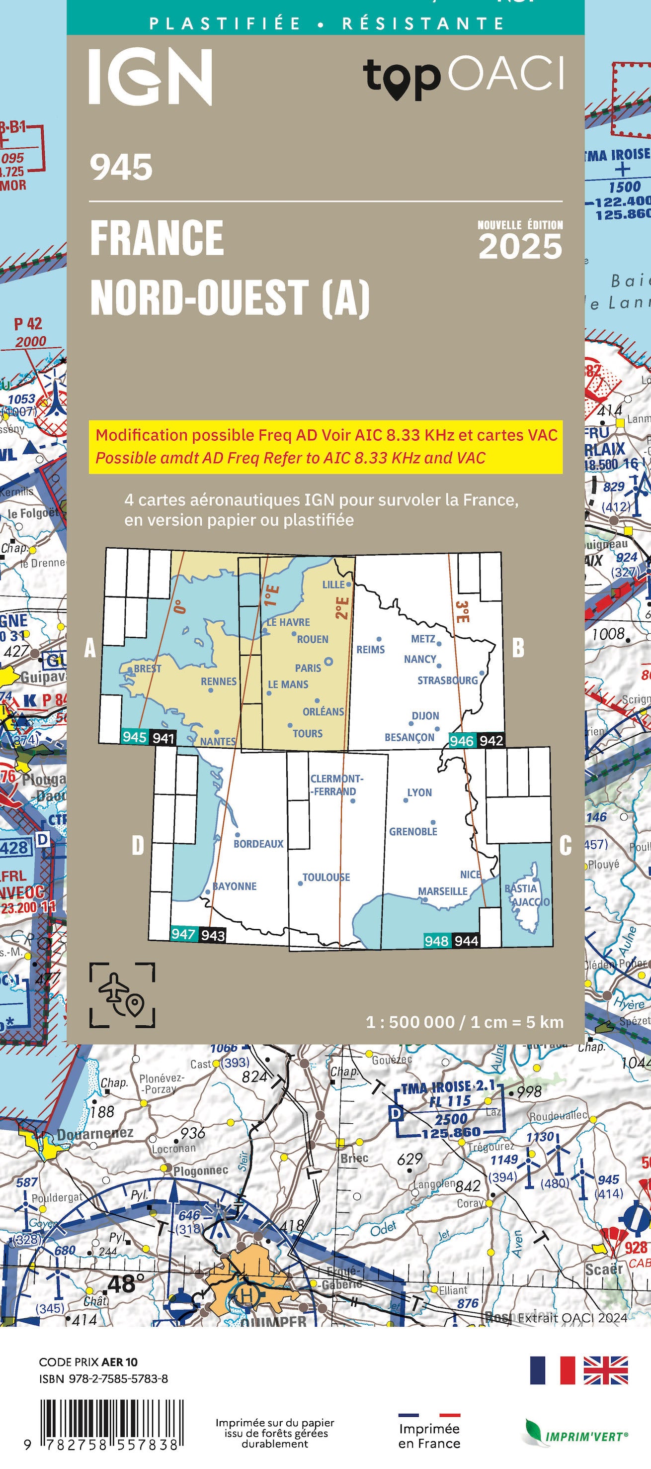Carte IGN édition 2025 OACI 945 Nord-Ouest