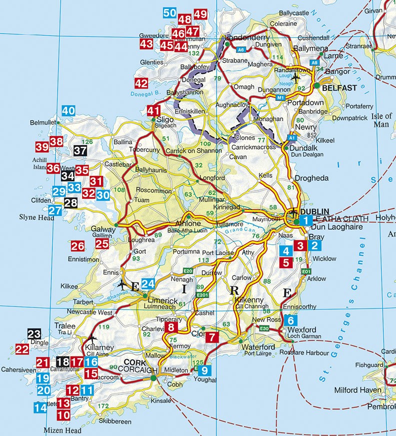 carte des randonnées Irlande du nord du guide ROTHER 