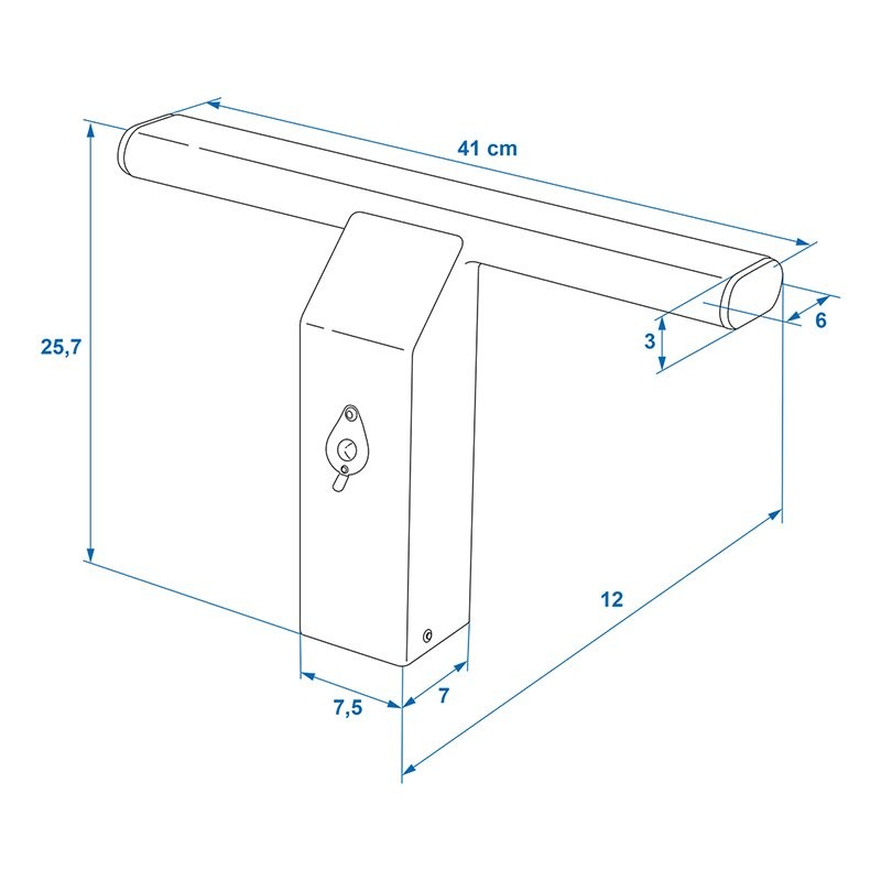 Dimensions de l'antivol de porte arrière de fourgon.